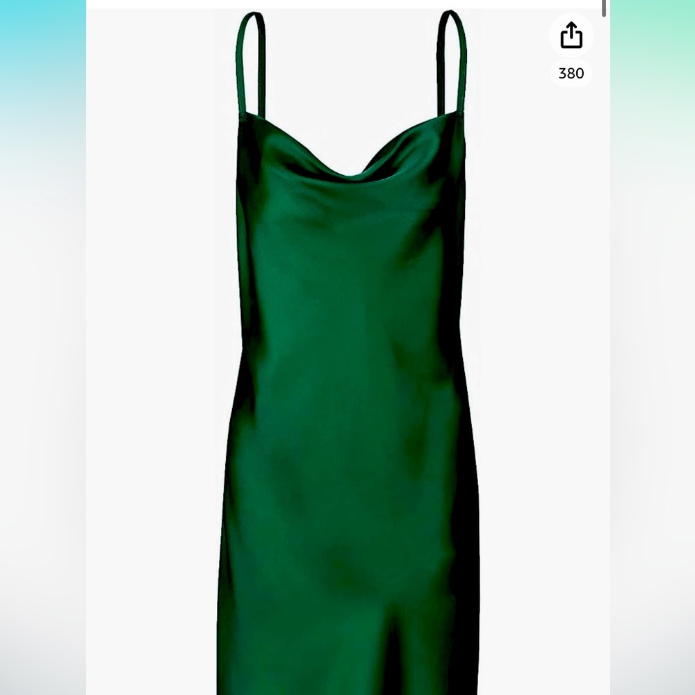 Emerald green cowl neck dress